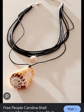 Free People Carolina Shell Layered Necklace in Black